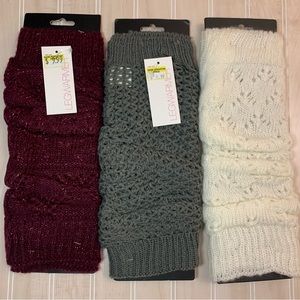 Knitted White, Gray and Pink Leg Warmers from Shoe Sensation